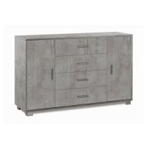 Sarmog - Buffet avec deux portes et quatre tiroirs Beton Cemento 136x41x h86 cm