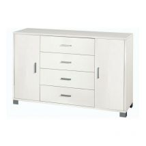 Buffet avec deux portes et quatre tiroirs Frêne Blanc 136x41x h86 cm