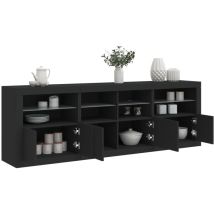 Buffet avec lumières led noir 202x37x67 cm