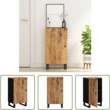 The Living Store Buffet avec porte 40x31x75 cm bois massif de manguier - Buffet - Commode - Meuble De Rangement - Mobilier - Bois Massif