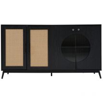 Buffet avec portes vitrées en rotin, porte semi-circulaire, meuble de rangement haut de gamme