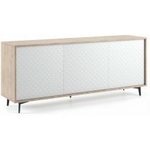Buffet avec structure en chêne et portes DAMA blanches. Ouverture push en chêne et portes DAMA blanches.