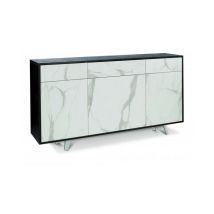 Sarmog - Buffet avec trois portes et trois tiroirs Marbre Oxyde Noir 164x41x h92 cm