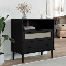 Buffet, Bahut, Armoire de rangement senja aspect rotin noir 80x40x80 cm bois massif de pin FR778400 Maison Chic