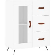 Buffet bahut commode armoire meuble de rangement organisateur cuisine salle de séjour salon 69,5 x 34 x 90 cm bois d'ingénierie blanc