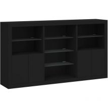 Buffet bahut commode armoire meuble de rangement organisateur cuisine salle de séjour salon avec lumières led 181,5 x 37 x 100 cm noir