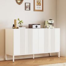 Yoleo - Buffet Bas Moderne avec 4 Portes,Sans poignée,Etagères réglables,Commode de Rangement pour Salon Chambre Cuisine 145x41.5x80cm,Blanc