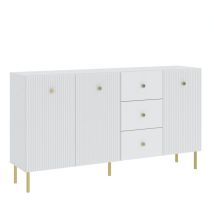 Nova Confort - buffet bas viena 3 Portes - 3 Tiroirs Blanc - Doré