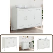 Buffet blanc 100,5x39x79 cm acier - Buffet Industriel - Meuble Rangement - Buffet Blanc - Meuble Salon - Meuble Chambre