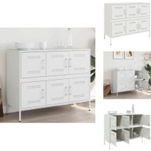 Buffet blanc 100,5x39x79 cm acier - Buffet Industriel - Meuble Rangement - Buffet Blanc - Meuble Salon - Meuble Chambre