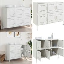 Buffet blanc 100,5x39x79 cm acier - Buffet Industriel - Meuble Rangement - Buffet Blanc - Meuble Salon - Meuble Chambre - Home & Living