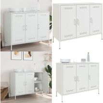 Buffet blanc 100,5x39x79 cm acier - Buffet Industriel - Meuble Rangement - Buffet Blanc - Meuble Salon - Meuble Chambre - Home & Living