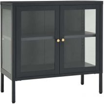 Buffet Anthracite 70x35x70 cm Acier et verre vidaXL