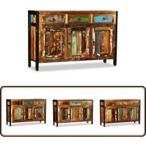 Buffet Bois de récupération massif 120x35x76 cm - Buffet Ancien - Buffet Rustique - Mobilier Recyclé - Meuble Artisanal - Rangement Mural