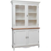 Buffet campagnard en bois massif de tilleul structure antique blanche plan finition naturelle L125xPR42xH207 cm