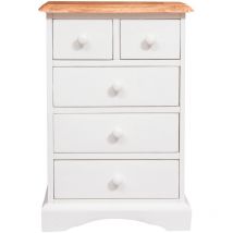 Biscottini - Buffet campagnard en bois massif de tilleul structure antique blanche plan finition naturelle L51xPR30xH74 cm