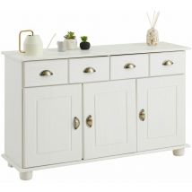 Buffet salon colmar L116 cm bois massif, Blanc