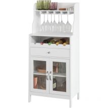 Sobuy - Buffet Commode Armoire de Rangement avec Porte-Bouteilles Casier à Bouteilles Range Bouteille Meuble à Bouteille FSB24-W
