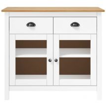 Bonnevie - Buffet Commode Armoire Luxueux, pour Salon Chambre Entrée Cuisine, Hill Range Blanc 90x40x80 cm Bois de pin solide OIB8207E