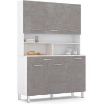 Idmarket - Buffet de cuisine 120 cm cina 6 portes + tiroir blanc et effet béton
