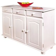 Inter Link - Buffet de cuisine 3 portes et 3 tiroirs blancs massifs