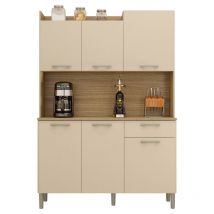 Beaux Meubles Pas Chers - Buffet de Cuisine 6 Portes 1 Tiroir Chêne et Vanille l 121.5 h 176 p 36.3 cm