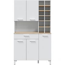 CALICOSY - Buffet Haut 5 Portes 1 Tiroir avec Casiers H186 cm - Kira