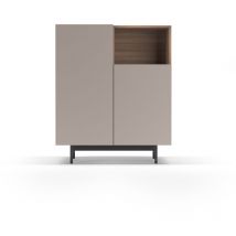 Herdasa - Buffet de rangement en mélamine, collection printed, avec 2 portes, couleur noyer taupe