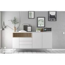 Abitare - Madia 175 x 89 cm blanc mat et chêne - Fidenza