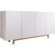 Muebles Bonitos - Buffet de salon bas 4 portes 166x79x40cm Meuble de rangement Modèle siena Couleur Blanc Finition mat