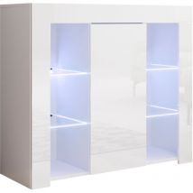 Muebles Bonitos - Buffet de salon bas 94x83x35cm Meuble de rangement Modèle Lilian Couleur Blanc Finition Brillante