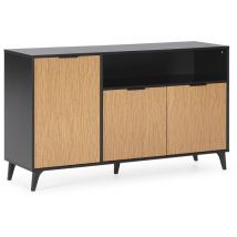 Vs Venta-stock - Buffet Denis 3 portes 1 trou, couleur Noir/Bois
