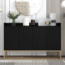Sureh - Buffet design moderne avec 4 portes, style simple et élégant, buffet avec base en métal, 120 x 30 x 80cm, pour salle à manger et salon, Noir