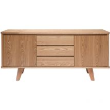 Miliboo - Buffet scandinave en bois clair 2 portes 3 tiroirs L160 cm fifties