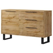 Habitat Et Jardin - Buffet Eden mit 3 Schubladen und 1 Tür, Holzoptik und Metall, 144cm