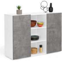 Idmarket - Buffet 110 cm eli blanc 2 portes effet béton