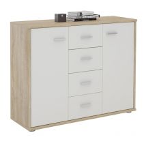Idimex - Buffet salon elodie l 89 cm - Coloris chêne sonoma et blanc