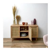 The Home Deco Factory - Buffet 3 portes rotin et bois 115 cm Bali
