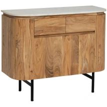 Made In Meubles - Buffet en bois d'acacia et en marbre blanc Rick