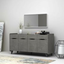 Toscohome - Buffet en bois de 140 cm avec quatre portes couleur ciment - Sila