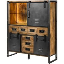 Buffet en bois de Manguier / Bois de récupération 140x45x160 naturel laqué / métal gris blackburn lux 558