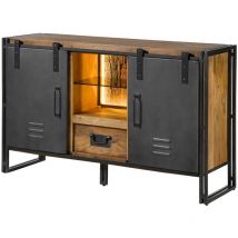 Massivmoebel24.de - Buffet en bois de Manguier / Bois de récupération 150x45x90 naturel laqué / métal gris blackburn lux 411