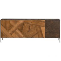 Buffet en bois de teck et métal 3 portes et 3 tiroirs - jakarta