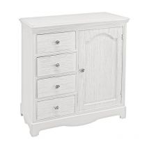 Bizzotto - Credenza en mdf une porte quatre tiroirs Blanc blanc 66x32,5x h80 cm