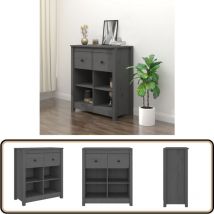 Buffet Gris 70x35x80 cm Bois massif de pin - Buffet En Bois - Meuble De Rangement - Buffet Gris - Buffet Moderne - Buffet Vintage