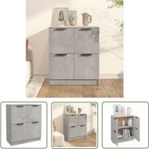 Tuserxln - The Living Store Buffet Gris béton 60x30x70 cm Bois d'ingénierie - Buffet Gris - Meuble De Rangement - Armoire - Commode - Mobilier Moderne