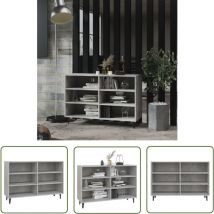 The Living Store Buffet gris béton 103,5x35x70 cm bois d'ingénierie - Buffet Industriel - Meuble Rangement - Bibliothèque - Commode - Mobilier Salon