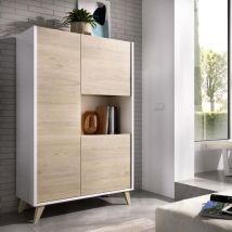 Dekit - Buffet haut kolyma - 3 portes &amp; 1 niche - Coloris : Chêne &amp; Blanc
