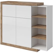 Petits-meubles - Buffet haut 4 portes Azior Blanc et Bois