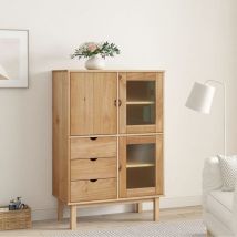Bonnevie - Buffet haut - Armoire de rangement Enfilade 85x43x125 cm Bois massif de pin BV543309